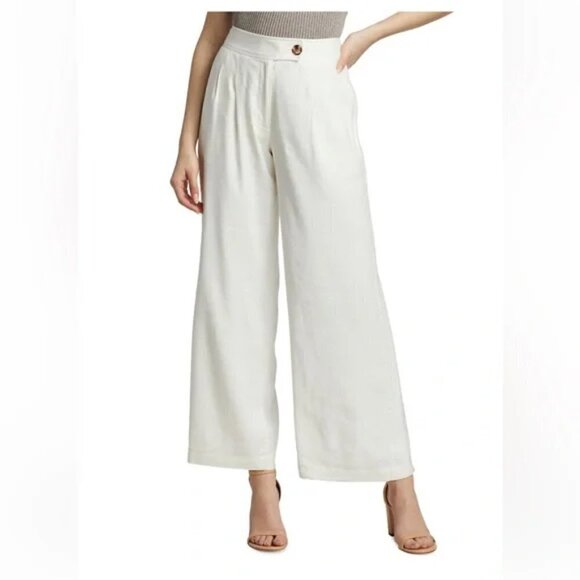 New Elie Tahari Linen Blend Wide Leg Black Pants Trousers NWT Size 8 US - Picture 4 of 12